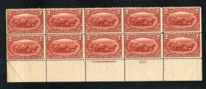 UNITED STATES 2c TRANS-MISSISSIPPI SCOTT #399 PLATE BLOCK OF 10 MINT NH