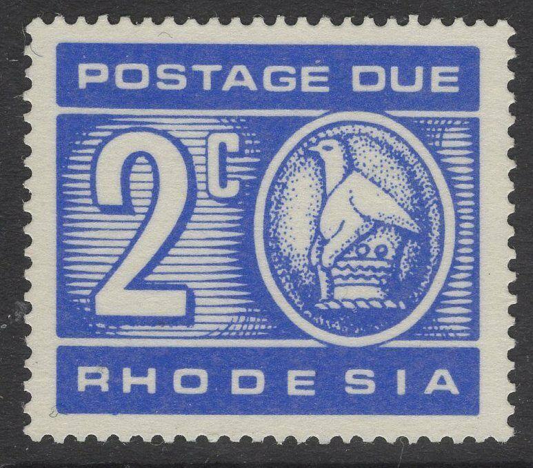 RHODESIA SGD19a 1970 2c POSTAGE DUE PRINTED ON GUMMED SIDE MNH