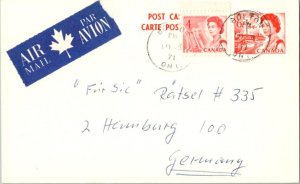 Canada 4c QEII Centennial on 6c QEII Centennial Postal Card 1971 Bolton Airma...