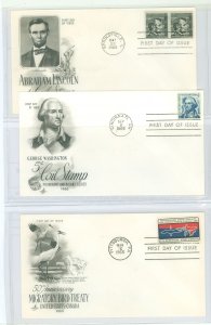 US 1303-04/1306 1966 3 U/A FDCs, Prominent Americans, Migratory Bird Treaty