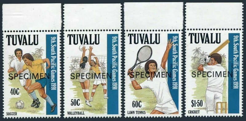 Tuvalu 574-577 SPECIMEN,MNH.Michel 595-598. Soccer,Volleyball,Tennis,Cricket.