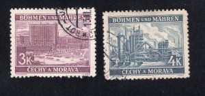 Bohemia & Moravia 1939-40 3k & 4k Scenes, Scott 35-36 used, value = 75c