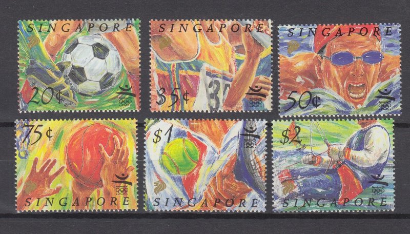 J45801 JL stamps 1992 singapore mnh set #621-6 sports