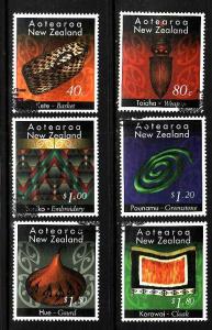 New Zealand-Sc#1329-34-used set-Maori crafts-1996-
