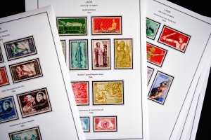 COLOR PRINTED FRENCH SE ASIA 1886-1956 STAMP ALBUM PAGES (32 illustrated pages)