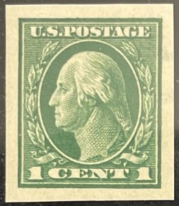 Scott #408 1912 1¢ G. Washington single line watermark imperf. unused dist. gum