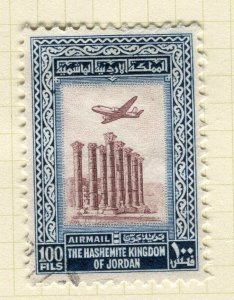 JORDAN; 1950s early King Hussein Airmail issue fine used 100f. value