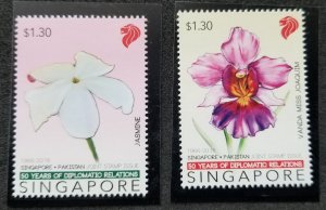 *FREE SHIP Singapore Pakistan Joint Issue Flowers 2016 Orchid Flora (stamp) MNH