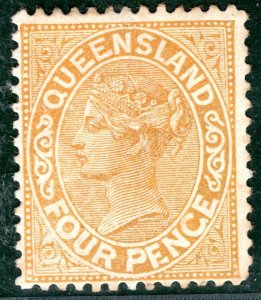 Australia States QUEENSLAND QV SG.194a 4d *PENGE* VARIETY Mint Cat £160 GBLUE122