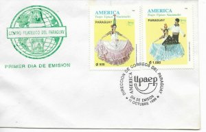 PARAGUAY 1996 TYPICAL DRESSES, REGIONAL COSTUMES FDC COVER UPAEP JOIN ISSUE