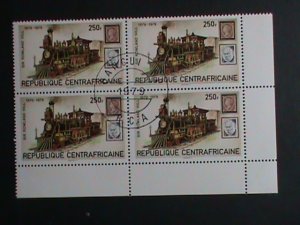 CENTRAL AFRICA STAMP:1979  SC#398-CENTENARY OF SIR ROWLAND HILL CTO BLOCK OF 4