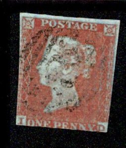 Great Britain #3 Penny Red Imperf Used Lettered ID USD10.00