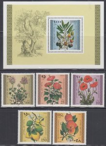 PALESTINE AUTHORITY Sc #54-9 CPL MNH SETS & S/S of VARIOUS FLOWERS