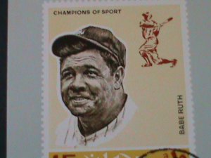 AJMAN-1969  CHAMPIONS OF SPORT-BABY RUTH-BASE BALL PLAYER-CTO IMPERF-S/S VF