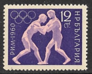 BULGARIA 1960 12s Wrestling Rome Olympics Issue Sc 1114 MNH
