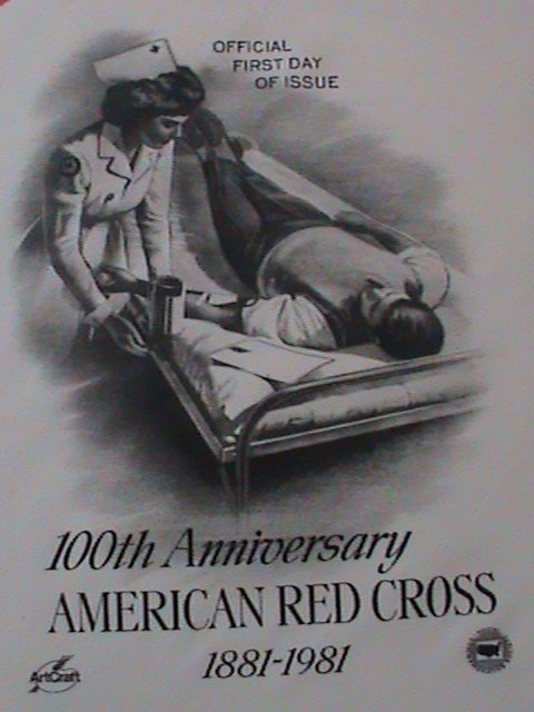 ​UNITED STATES 1981-CENTENARY OF AMERICAN RED CROSS-FDC WITH HISTORY PAGE-MNH VF