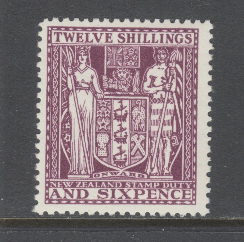 New Zealand Sc AR57, SG F156 MLH. 1935 12sh 6p brown violet Postal Fiscal, VF