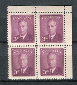 CANADA; 1949 early GVI Portrait issue fine Mint hinged 3c. CORNER BLOCK