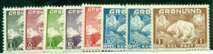 GREENLAND #1-9, Mint Hinged, Scott $36.00