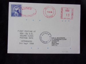 LUNDY: LUNDY STAMPS USED ON 1984 POSTCARD