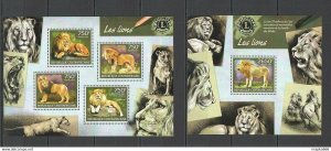 2014 Central Africa Fauna Animals Wild Cats Lions Kb+Bl ** Ca427