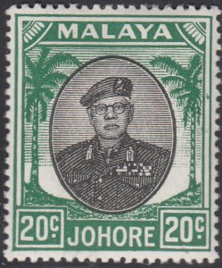 Malaya  Johore 1949-55 MH Sc 141 20c Sultan Ibrahim Variety