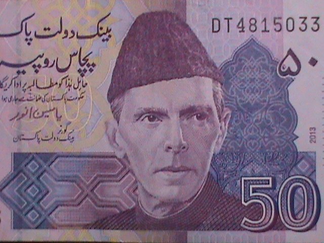 ​PAKISTAN 2013 -50 RUPEES-STATE BANK OF PAKISTAN CURRENCY- LT.-CIRCULATED-VF