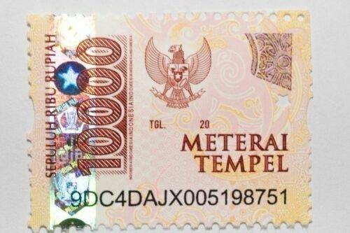 Indonesia Indonesie Stamp Revenue Meterai Materai Print 2021(Rp 10000)- 5 PCS