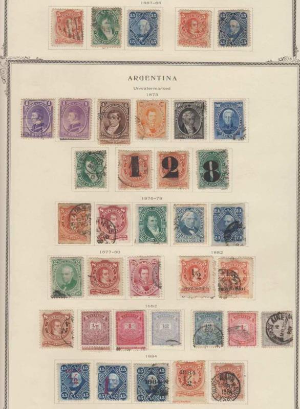 ARGENTINA 1867-1977 COLLECTION ON 73 SCOTT ALBUM PAGES Sc 18 to 1179 SCV$2,109+