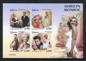 LIBERIA 2023 MARILYN MONROE IMPERF SHEET WITH JOHN F. KENNEDY MINT NH