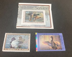 KAPPYS STAMPS USA FEDERAL DUCK STAMPS 3 DIFFERENT MINT FULL GUM  FV $42.50  K214