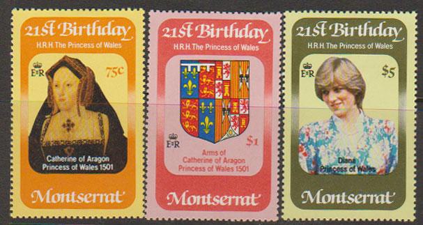 Montserrat SG 542 - 544 set of 3  Mint Light Hinge -   Diana