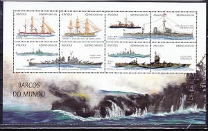 Angola, Scott cat. 1090 a-h. Ships & Boats on a sheet of 7. ^