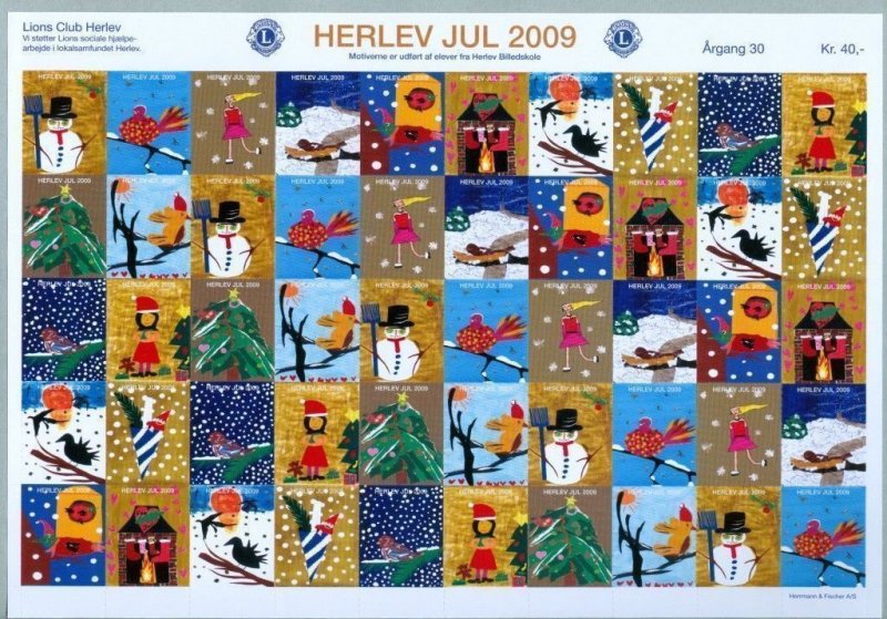 Denmark. Christmas Sheet Mnh 2009. Lions Club. Local Herlev. Art.