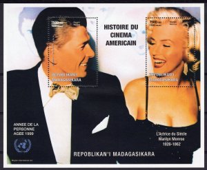 Malagasy 1999 Ronald Reagan & Marilyn Monroe S/S  Perforated Mint (NH)