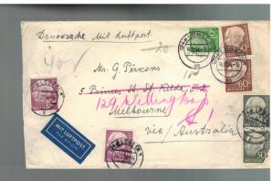 1954 Lubeck Germany Cover to Australia with Displaced Persons Comm ltr Australia