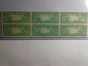 SCOTT # C 9 AIR MAIL BLOCK OF 6 MINT NEVER HINGED GREAT CENTERING !!