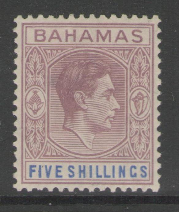 BAHAMAS SG156 1938 5/= LILAC & BLUE MTD MINT