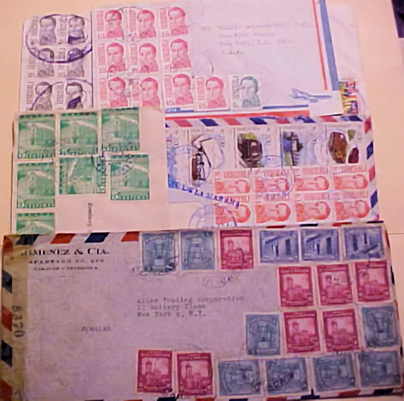 VENEZUELA  10 OR MORE STAMPS ON EACH OF 5 DIFF COVERS
