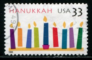 3352 US 33c Hanukkah SA, used