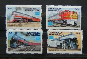 Antigua 1986 Stamp Exhibition Chicago Famous American Trains set MNH