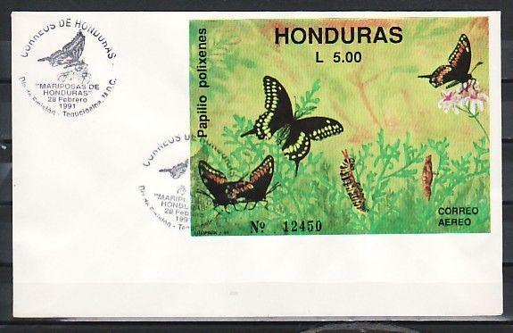 Honduras, Scott cat. C812. Butterfly s/sheet. First Day Cover. ^