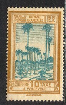 French Guiana 1929: Sc. # J14; */MH Single Stamp