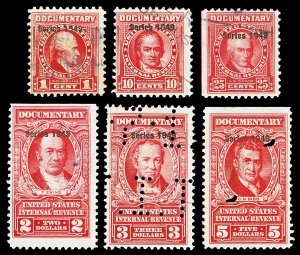 Scott R511//R527 1949 1c-$5.00 Dated Red Documentary Revenues Used F-VF