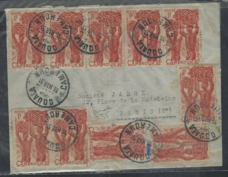 CAMEROUN COVER (P1503B)1951 1FX10 A/M COVER DOUALA TO FRANCE 