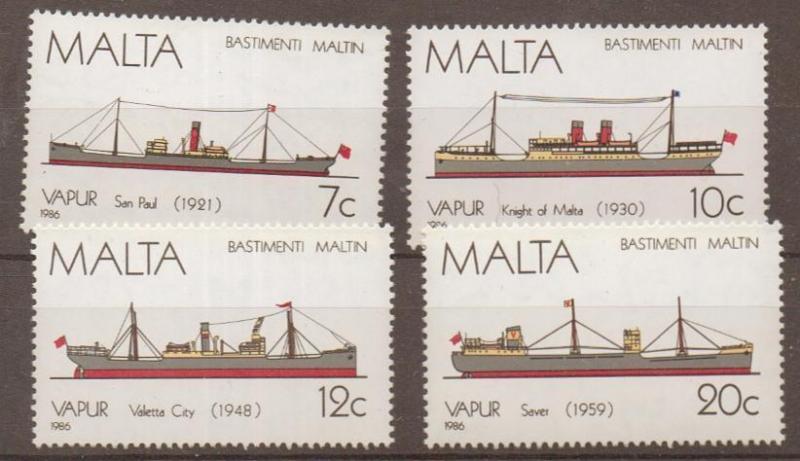 MALTA SG792/5 1986 MALTESE SHIPS MNH 