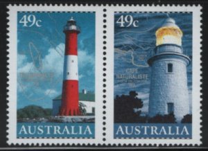 Australia 2002 MNH Sc 2049a 49c Troubridge, Cape Naturaliste Lighthouses Pair