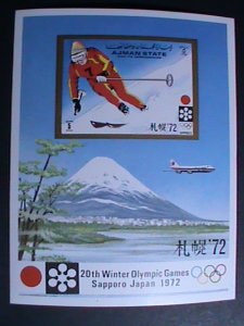 ​AJMAN STAMP 1972  20TH WINTER OLYMPIC GAMES SAPPORO JAPAN'72-IMPERF MNH: S/S