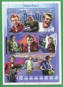 James Bryon Dean Teenage Rebel Movie Star African Souvenir Stamp Sheet Chad E67