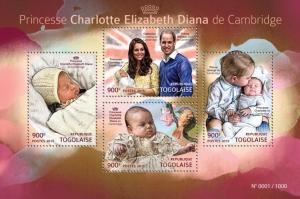 TOGO 2015 SHEET PRINCESS CHARLOTTE PRINCE WILLIAM KATE ROYALTY tg15419a